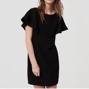Loft Size 4 Black Pom Pom Flutter Sleeve Dress